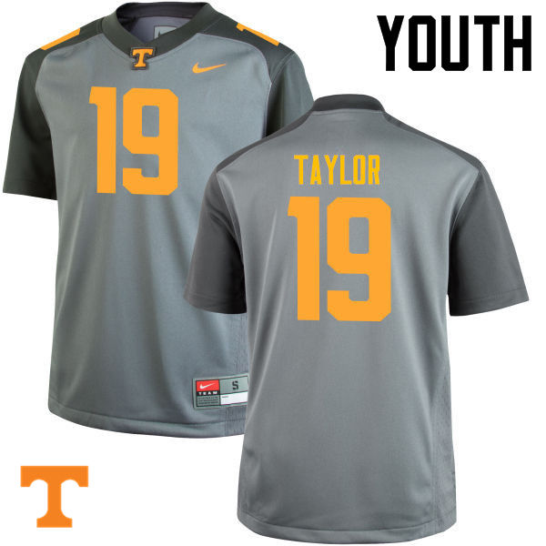 Youth #19 Darrell Taylor Tennessee Volunteers College Football Jerseys-Gray - Click Image to Close